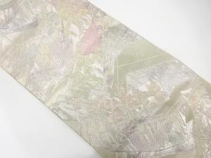 アンティーク　佐賀錦　短冊に鶴・松・梅模様織り出し袋帯（材料）